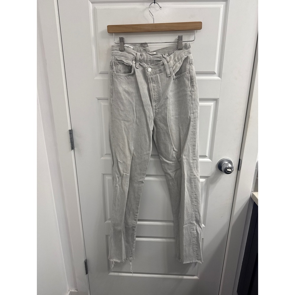 Agolde Criss Cross Upsize High Rise Straight Leg Jeans Grey Size 23